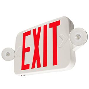 LFI Lights – UL Certified – Hardwired Red Compact Combo Exit Sign Emergency Egress Light – COMBORJR