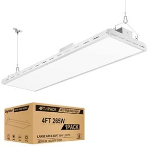 Lightdot 4FT LED High Bay Shop Light, 265W 38000LM [1000W HPS Eqv.] 5000K Daylight Linear Hanging Light for Warehouse Workshop Gyms, 10 Lamp Fluorescent Fixture Replacement