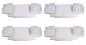 LIT-PaTH LED Emergency Exit Lighting Fixtures with 2 LED Heads and Back Up Batteries- US Standard Emergency Light, UL 924 and CEC Qualified, 120-277 Voltage (4-Pack)