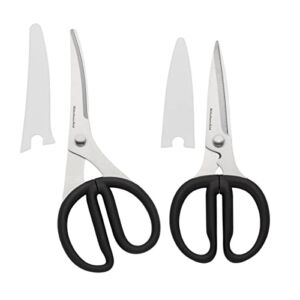 KitchenAid Stainless Steel All Purpose and Bent Shears Set with Soft Touch Handles, 2 Piece, Black