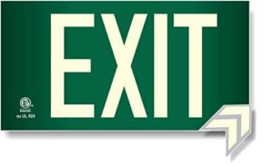 Photoluminescent Exit Sign Green – Aluminum Code Approved UL 924 / IBC / NFPA 101 | NightBright USA Part Number ULG-050