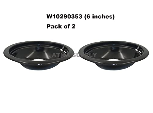 W10290350 and W10290353 Range Cooktop Porcelain Drip Pans Set Compatible with Whirlpool Includes 2 8-Inch and 2 6-Inch Pans,4pack, Black | The Storepaperoomates Retail Market - Fast Affordable Shopping