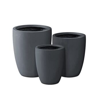 Kante 18.1″ 20.4″ 22.4″ H Round Concrete Modern Tall Planters Set of 3 for Outdoor Indoor, Decorative Plant pots with Drainage Hole & Rubber Plug for Home & Garden Weathered Concrete | The Storepaperoomates Retail Market - Fast Affordable Shopping