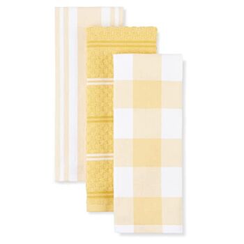KitchenAid Stripe Gingham Dual Purpose Kitchen Towel 3-Pack Set, 16″x28″, Majestic Yellow 3 Count | The Storepaperoomates Retail Market - Fast Affordable Shopping