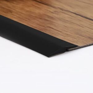 ZEYUE 6.56 FT PVC Carpet & Floor Edging Trim Strip-Threshold Transition Strips-Self Adhesive-Suitable for Threshold Transitions with a Height Less Than 5 mm Black
