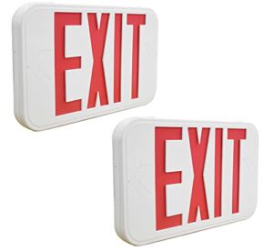 LIT-PaTH LED Emergency EXIT Sign with Double Face and Back Up Batteries- US Standard Red Letter Exit Lighting, UL 924 and CEC Qualified, 120-277 Voltage (2-Pack)