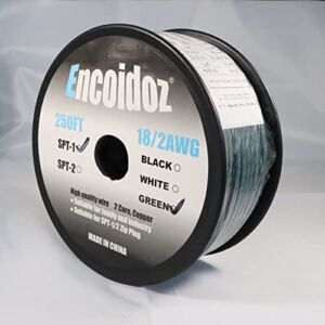 Encoidoz 18/2 Gauge SPT-1 Electrical Wire Green,UL Listed,Direct Burial Extension Cord,Landscape Lighting Wire (250FT)