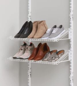 Rubbermaid Customizable Wall Mount Shoe Shelf, White, for Home/House/Closet/Laundry/Linen Organization