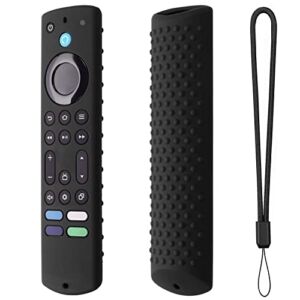 Silicone Remote case for Fir TV Alexa Vocie Remote, Fir TV Omni Series, TV 4-Series Remote,Toshiba/Insignia FirTV Remote Cover with Lanyard(Black)