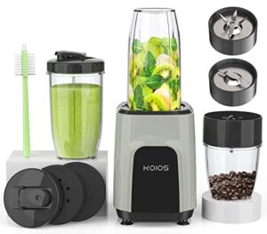 KOIOS 850W Countertop Blenders for Shakes and Smoothies, Protein Drinks, Nuts, Spices，Fruit Vegetables Drinks，Coffee Grinder for Beans,11-Piece Kitchen Blender Set with 6 Super Smooth Blade，Protable Mixer with 2×18.6 Oz and 10 Oz Travel Bottles, 2 Spou