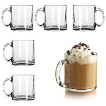 Libbey Clear Glass Coffee Mugs | 13oz Crystal Cups | Mugs for Latte and Hot Beverages | The Storepaperoomates Retail Market - Fast Affordable Shopping