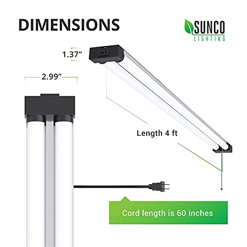 Sunco Lighting LED Shop Light for Workshop Garage 4FT, Plug in Linkable Industrial Utility Fixture, 6000K Daylight Deluxe, 40W=260W, 4100 LM, Integrated T8, Hanging/Mounted, Pull Chain 6 Pack | The Storepaperoomates Retail Market - Fast Affordable Shopping