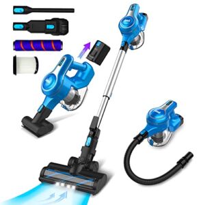 INSE Cordless Vacuum Cleaner, 23Kpa 265W Powerful Suction Stick Vacuum Cleaner, Up to 45min Runtime, Rechargeable Vac Cordless, 10-in-1 Lightweight Stick Vacuum for Carpet Hard Floor Pet Hair,S6T Navy