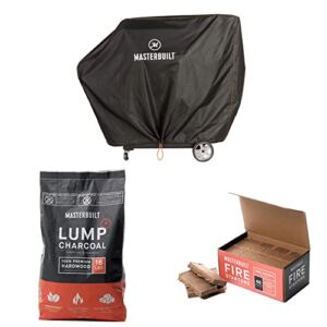 Masterbuilt Gravity Series 1050 Digital Charcoal Grill Cover + Lump Charcoal + Fire Starters Bundle