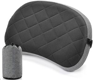 2 Spt Upgrade Inflatable Camping Pillow with Removable Cover, Ultralight Ergonomic Travel Air Pillow for Neck/Lumbar Support. Portable Washable Hiking Pillow for Camping, Backpacking, Black & Grey