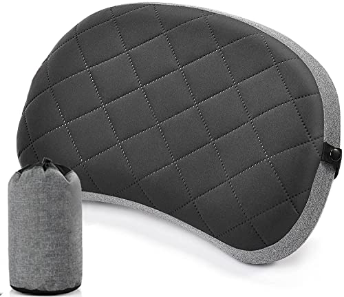 2 Spt Upgrade Inflatable Camping Pillow with Removable Cover, Ultralight Ergonomic Travel Air Pillow for Neck/Lumbar Support. Portable Washable Hiking Pillow for Camping, Backpacking, Black & Grey | The Storepaperoomates Retail Market - Fast Affordable Shopping