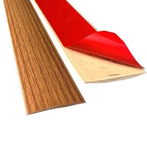 DAILISEN Self Adhesive Vinyl Flat Floor Transition Trim Strip,Wood Gap Cover Strips,for Laminate,Wood to Vinyl,Door,Floor and Joining.Wood Grain,78.7in L x 1.57in W, yellow wood grain