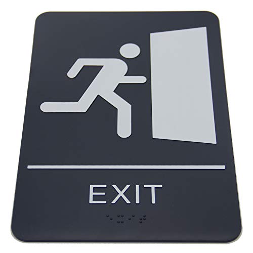 Black & White ADA Exit Sign with Braille-9″ x 6″ | The Storepaperoomates Retail Market - Fast Affordable Shopping