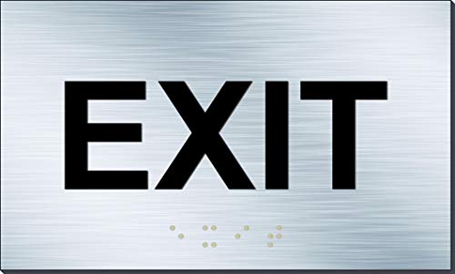 ADA Exit Sign Aluminum Panel Raised Letters and Braille (5″ x 3″) Brushed Aluminum | The Storepaperoomates Retail Market - Fast Affordable Shopping