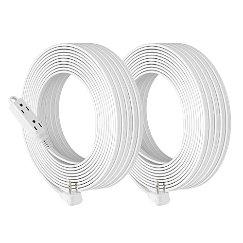 DEWENWILS Extension Cord 50 ft, 3 Outlet Power Cable with Flat Plug, 16/3 Awg Grounded Cord for Indoor Use, SPT-3 Cord, White, ETL Listed, 2 Pack | The Storepaperoomates Retail Market - Fast Affordable Shopping
