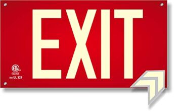 Photoluminescent Exit Sign Red W/Holes and Hardware – Aluminum – UL 924 Code Approved / IBC/NFPA 101 ) Made in USA | NightBright USA Part Number ULR-050-HH | The Storepaperoomates Retail Market - Fast Affordable Shopping