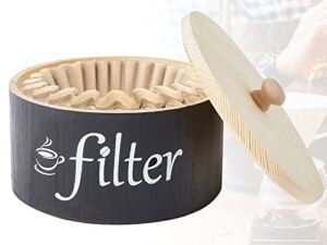 Coffee Filter Holder, Wood Coffee Filters Storage Container with Anti-slip Lid Farmhouse Coffee Filter Basket Coffee Station Organizer Coffee Bar Accessories for Home Office Coffee Countertop Decor