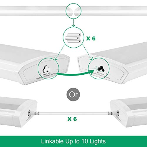 FaithSail Linkable 4FT LED Wraparound Light 40W Flush Mount Garage Shop Lights, 4400lm, 4000K, 4 Foot Linear Wrap Ceiling Lighting Fixture for Workshop Office Kitchen, Fluorescent Replacement, 6 Pack | The Storepaperoomates Retail Market - Fast Affordable Shopping