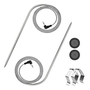 2-Pack Replacement Part for Masterbuilt Meat Probe, 9004190170 Temperature Probe Accessories Compatible with Masterbuilt Gravity Series 560/800/1050, with Grill Clips and Probe Grommet