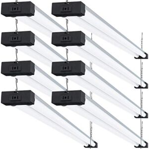 Sunco Lighting LED Shop Light for Workshop Garage 4FT, Plug in Linkable Industrial Utility Fixture, 6000K Daylight Deluxe, 40W=260W, 4100 LM, Integrated T8, Hanging/Mounted, Pull Chain 8 Pack