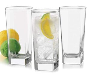 Libbey Bristol Drinking Glasses Set of 4 Highball Glass Cups By Libbey, Premium Glass Quality Coolers 14 Oz. Glassware. Ideal for Water, Juice, Cocktails, and Iced Tea. Dishwasher Safe.