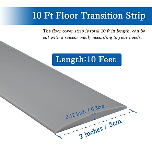 Floor Transition Strip Floor Cover Strips Self Adhesive Flooring Transitions Laminate Floor Strip 2″ Wide Vinyl Floor Flat Divider Strip (10Ft, Gray) | The Storepaperoomates Retail Market - Fast Affordable Shopping
