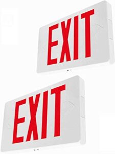 Ultra Slim LED Exit Sign, Red Letter Emergency exit Lights, 120V-277V Universal Mounting Double Face (2-Pack)