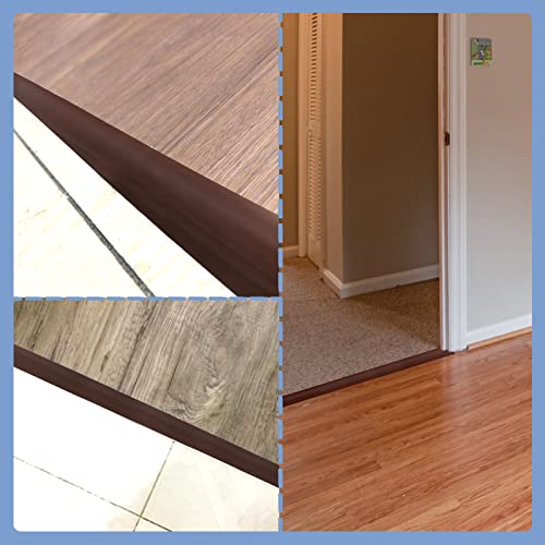 6.56FT Floor Transition Strip, Self Adhesive Rubber Transition Strip for Flooring, Suitable for Carpet to Tile, Wood to Tile, Threshold Height Difference Less Than 5 mm (Brown) | The Storepaperoomates Retail Market - Fast Affordable Shopping