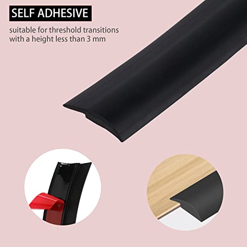 Gangdise Floor Transition Strip PVC Carpet & Floor Edging Trim Strip Self Adhesive Carpet Trim Suitable for Threshold Transitions with a Height Less Than 3 mm (6.56 Feet Black) | The Storepaperoomates Retail Market - Fast Affordable Shopping