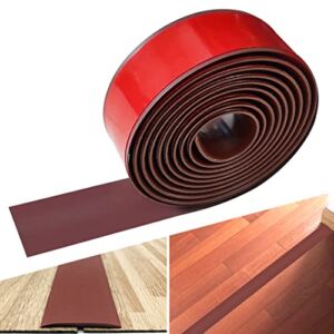 Floor Transition Strip Rubber Threshold Strip Floor Cover Strips Self Adhesive Vinyl Floor Flat Divider Strip Carpet to Tile Transition Strip Carpet Trim (3.28Feet, Brown)