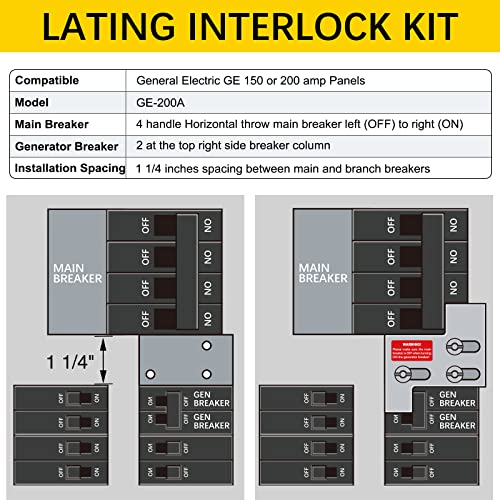 LATING Generator Interlock Kit for General Electric GE 150 and 200 Amp Panels with 1 1/4 Inches Spacing, Anodized Interlock Kit, Brushed Nickel | The Storepaperoomates Retail Market - Fast Affordable Shopping