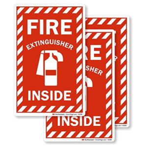 SmartSign Fire Extinguisher Inside Label | 4″ x 6″ Engineer Grade Reflective, Pack of 3