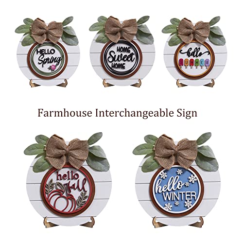 Houmury Farmhouse Home Decor Season Sign Interchangeable Home Sweet Home Round Shiplap Sign with Easel for Spring Summer Fall Winter Home Decoration Tier Tray Sign | The Storepaperoomates Retail Market - Fast Affordable Shopping