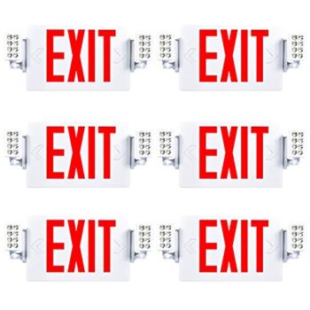 Sunco Lighting LED Exit Signs with Emergency Lights, Double Sided Adjustable LED Emergency Combo Light with Backup Battery, Hard Wired, Commercial Grade, 120-277V, Fire Resistant (UL 94V-0) 6 Pack | The Storepaperoomates Retail Market - Fast Affordable Shopping