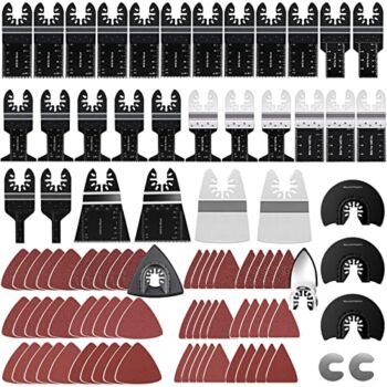 96 Pack Oscillating Saw Blades, CONNOO Oscillating Tool Blades with Sandpaper, Multitool Blades Carbide for Wood Metal Plastics Quick Release Multi Tool Blades Kits for Dewalt, Makita, Ryobi, Rockwell | The Storepaperoomates Retail Market - Fast Affordable Shopping