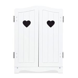 Melissa & Doug Mine to Love Wooden Play Armoire Closet for Dolls, Stuffed Animals – White (17.3”H x 12.4”W x 8.5”D Assembled)