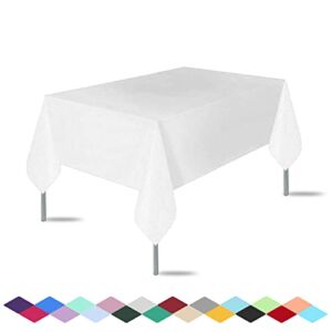3 Pack Premium Disposable Plastic Tablecloth (54″x 108″) ， Rectangle Table Cover for Wedding, Party, Banquet, Burgundy(White)