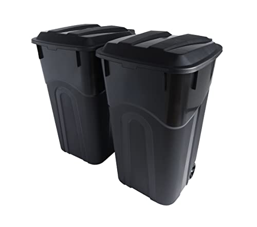 United Solutions 32 Gallon Wheeled Outdoor Garbage Can with Attached Snap Lock Lid and Heavy-Duty Handles, Black, Heavy-Duty Construction, Perfect Backyard, Deck, or Garage Trash Can, 2 Pack | The Storepaperoomates Retail Market - Fast Affordable Shopping