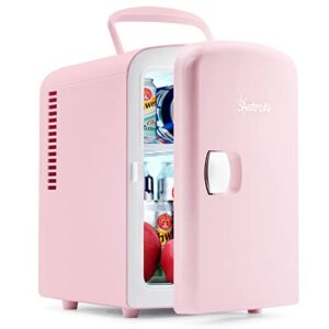 AstroAI Mini Fridge, 4 Liter/6 Can AC/DC Portable Thermoelectric Cooler and Warmer Refrigerators for Skincare, Beverage, Food, Cosmetics, Home, Office and Car, ETL Listed (Pink)