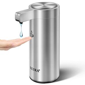 Secura Automatic Soap Dispenser, 9 oz/270ml Stainless Steel Touchless Soap Dispenser, Hands Free for Bathroom Countertop & Kitchen Sink