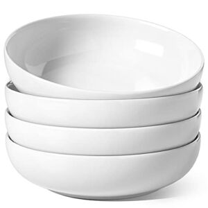 LE TAUCI Large Pasta Bowls, 45 Ounce Salad Bowls and Serving Bowls, Soup Bowl, 8.5 Inch Ceramic Pasta Plates, Set of 4, White