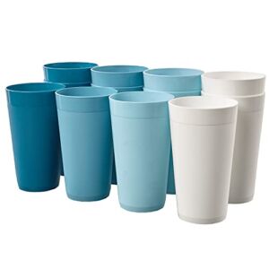 US Acrylic Newport 20 ounce Unbreakable Plastic Stackable Water Tumblers in Blue Sky | Set of 12 Drinking Cups | Reusable, BPA-free, Made in the USA, Top-rack Dishwasher and Microwave Safe