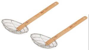 Helen’s Asian Kitchen Spider, Stainless Steel Mesh with Natural Bamboo Handle, 5-Inch Strainer Basket, Set of 2, One Size, Silver