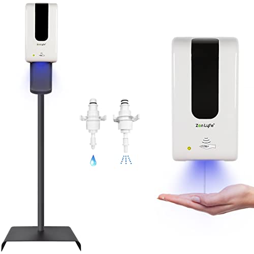 Zen Lyfe Automatic Hand Sanitizer Dispenser with Stand, Hand Sanitizer Stand Station for Churches Schools Offices Restaurants – Includes Drip Catcher and Refillable Bottle, White | The Storepaperoomates Retail Market - Fast Affordable Shopping