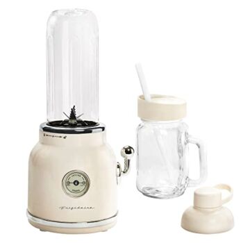 FRIGIDAIRE ESMM100-CREAM Retro Smoothie Maker Blender with Mason Jar, Perfect for Shakes and Smoothies, 300-Watt, Cream | The Storepaperoomates Retail Market - Fast Affordable Shopping